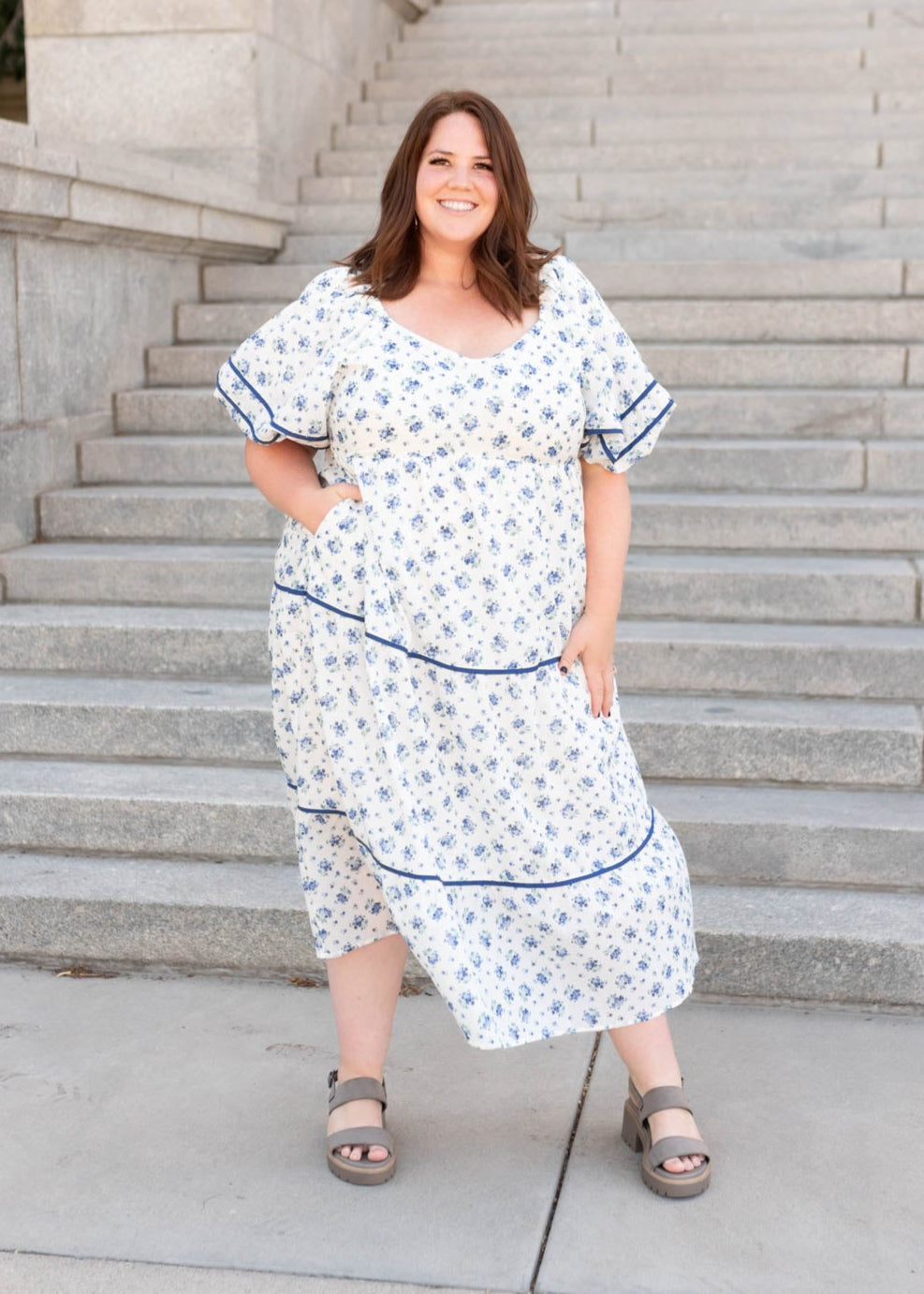 Irene Cream Floral Pattern Dress