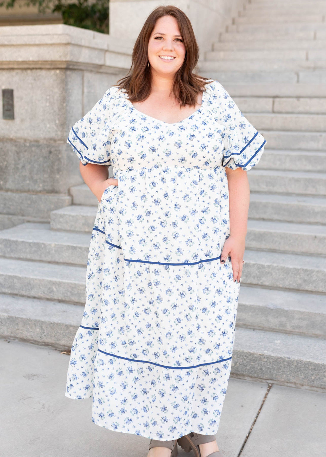 Irene Cream Floral Pattern Dress