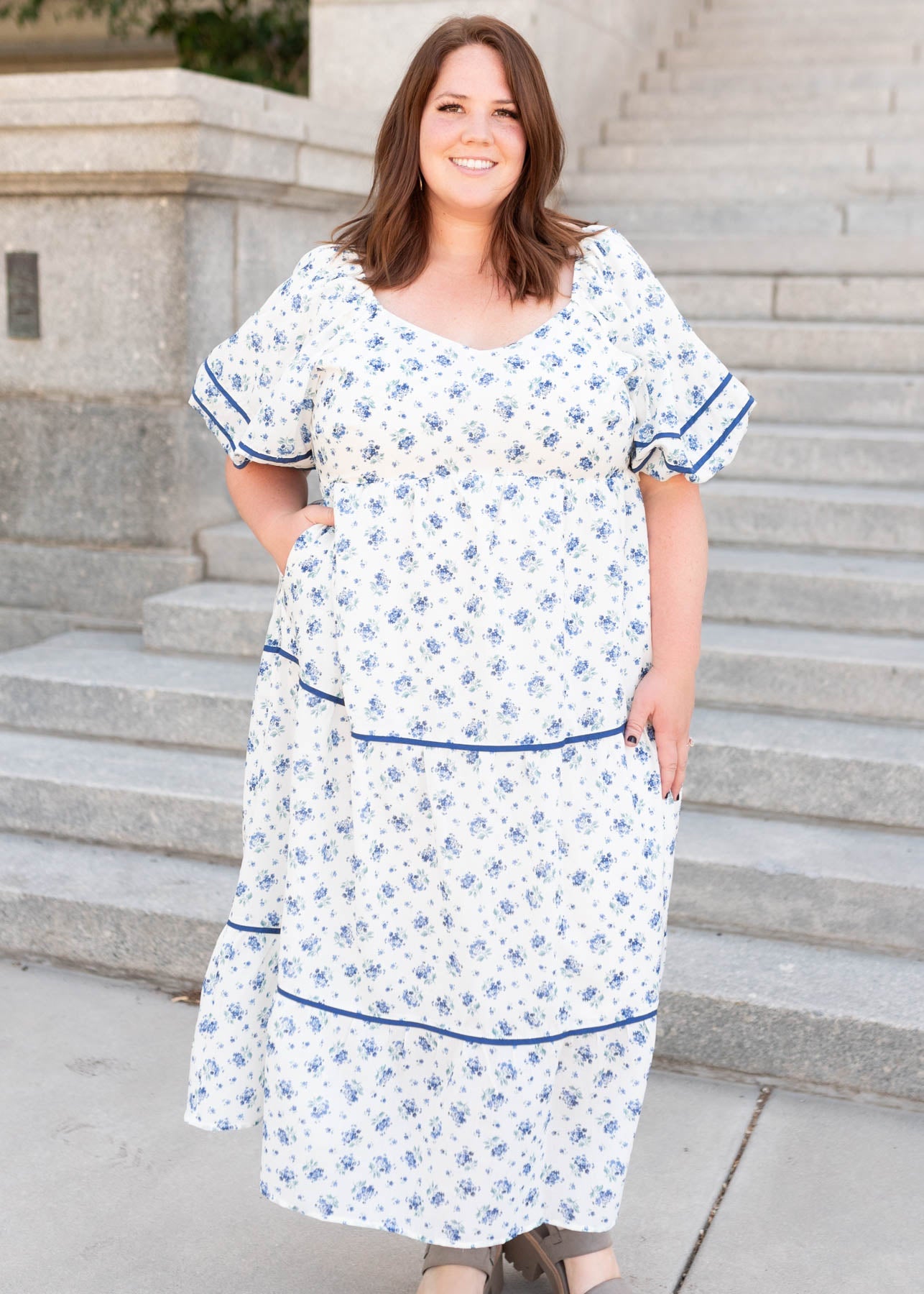 Irene Cream Floral Pattern Dress