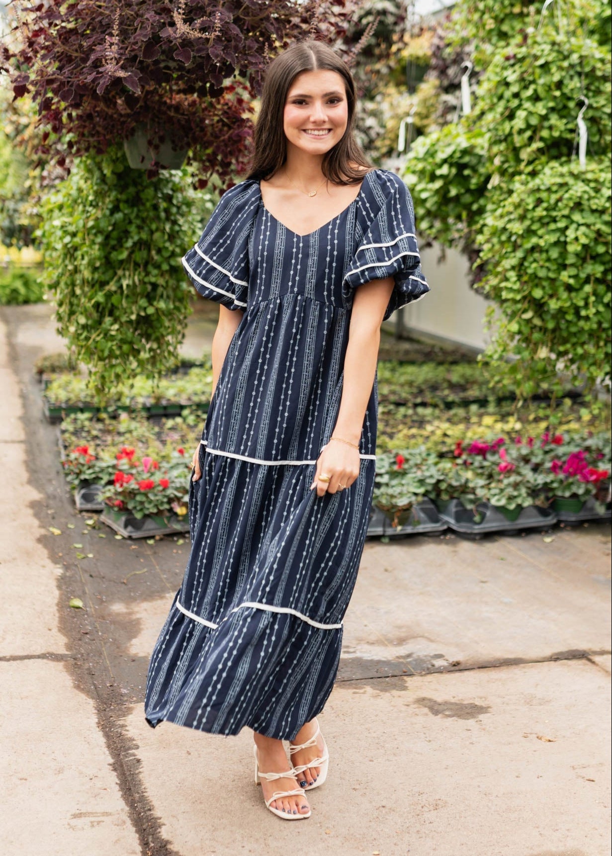 Irene Navy Floral Pattern Dress