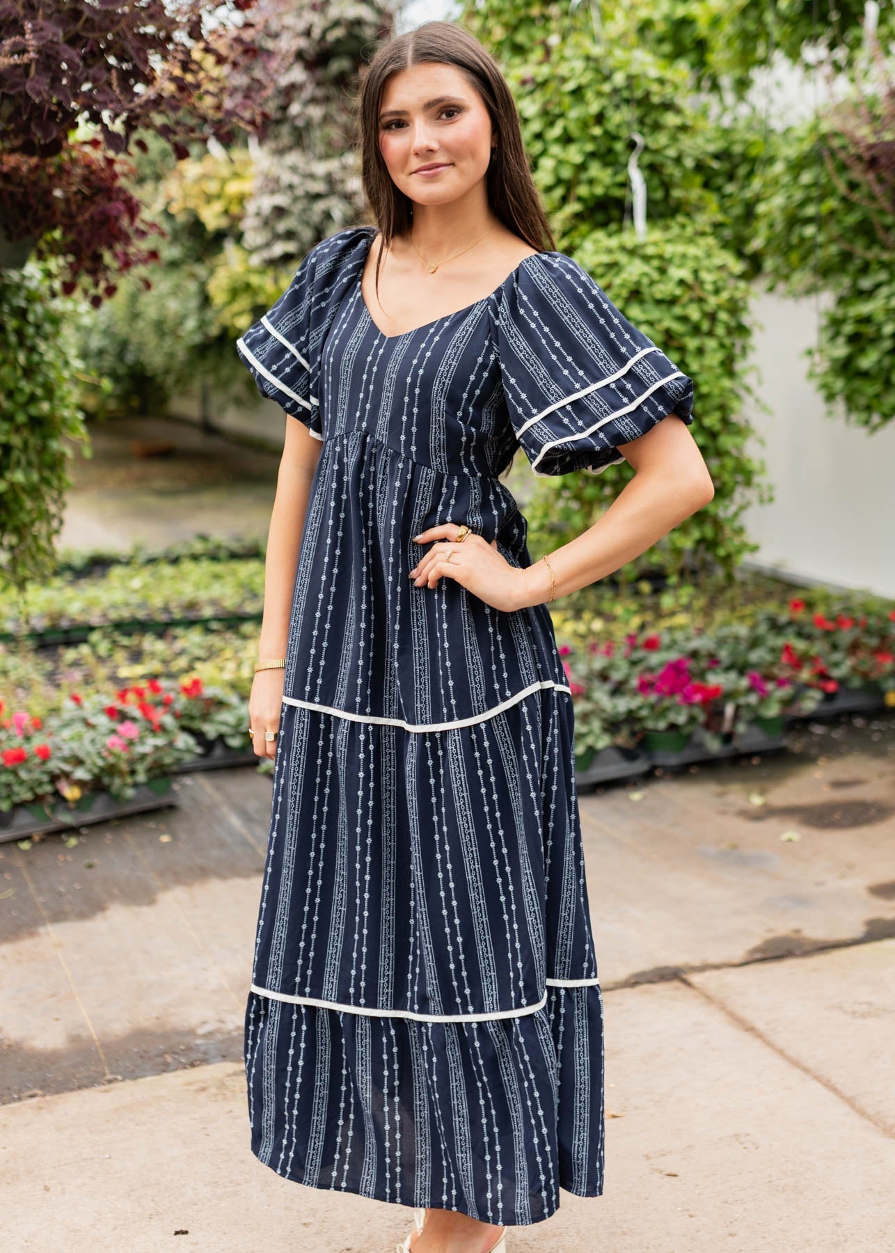 Irene Navy Floral Pattern Dress