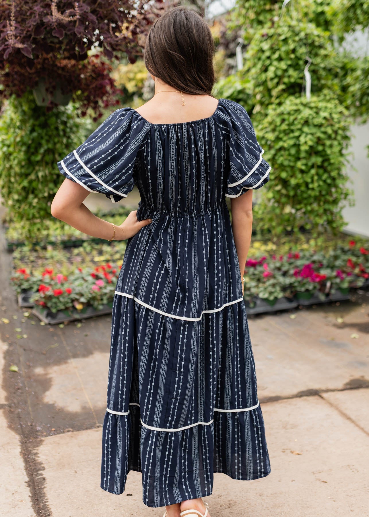 Irene Navy Floral Pattern Dress