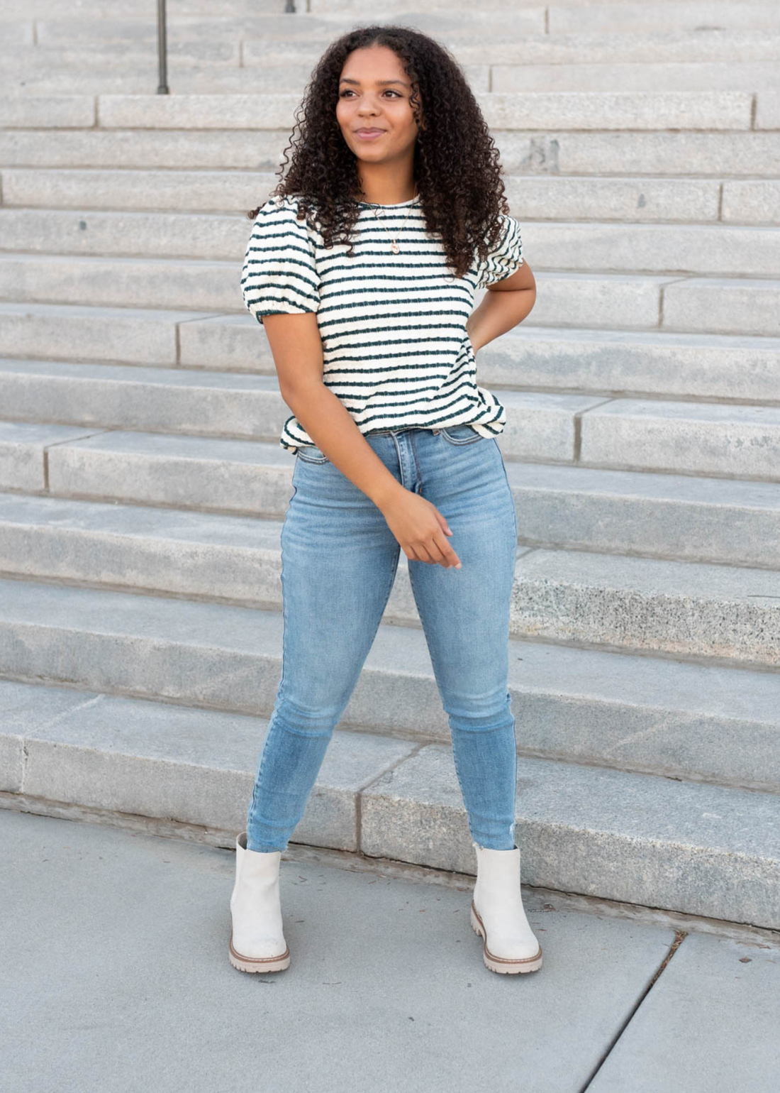 Isla Emerald Stripe Textured Top