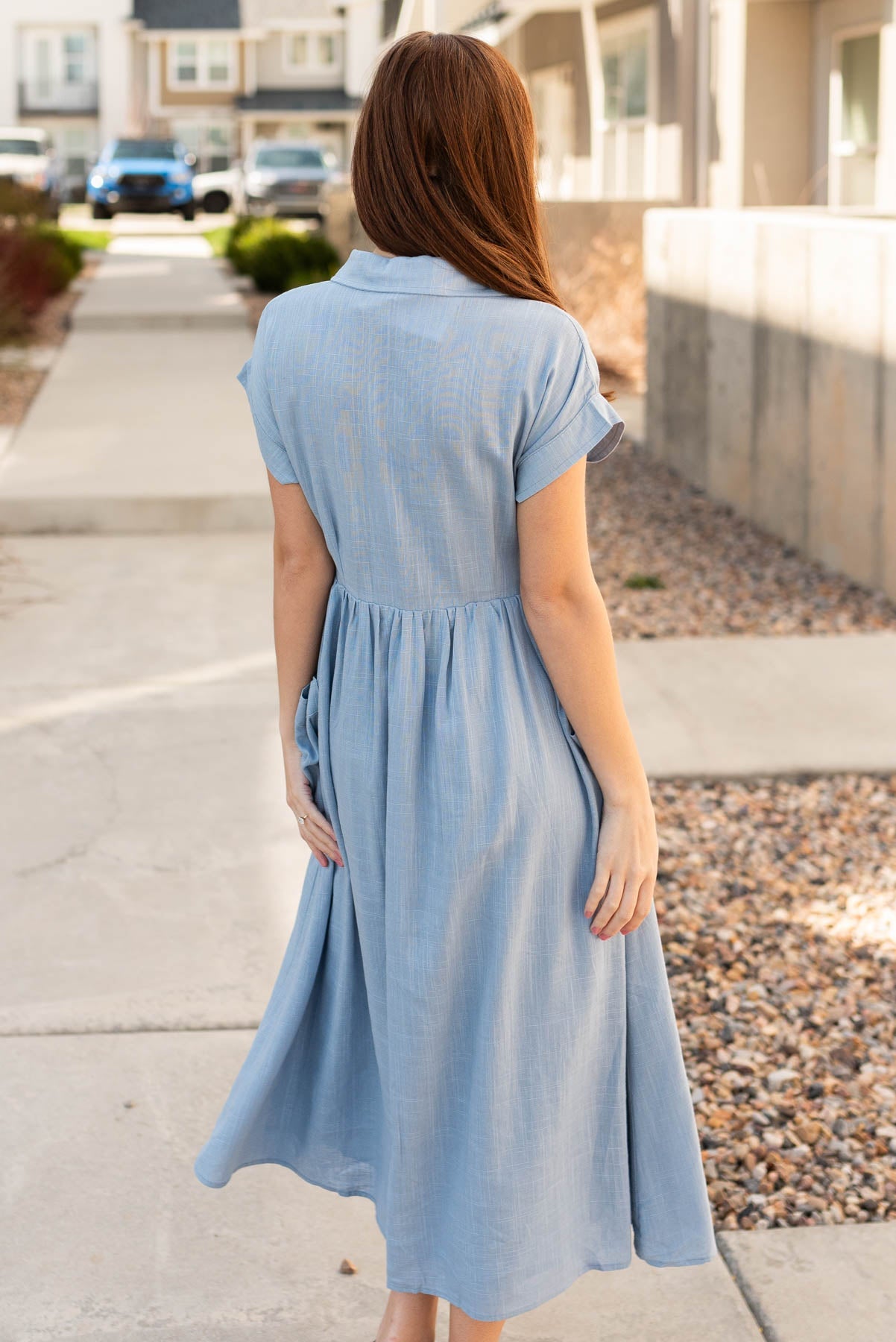Itzel Blue Button Down Dress