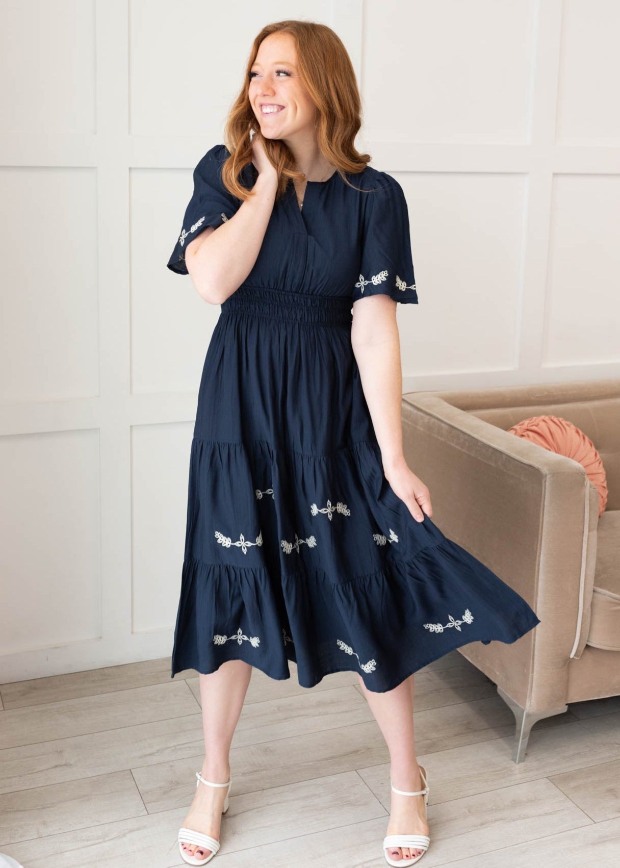 Ivy Midnight Embroidered Dress