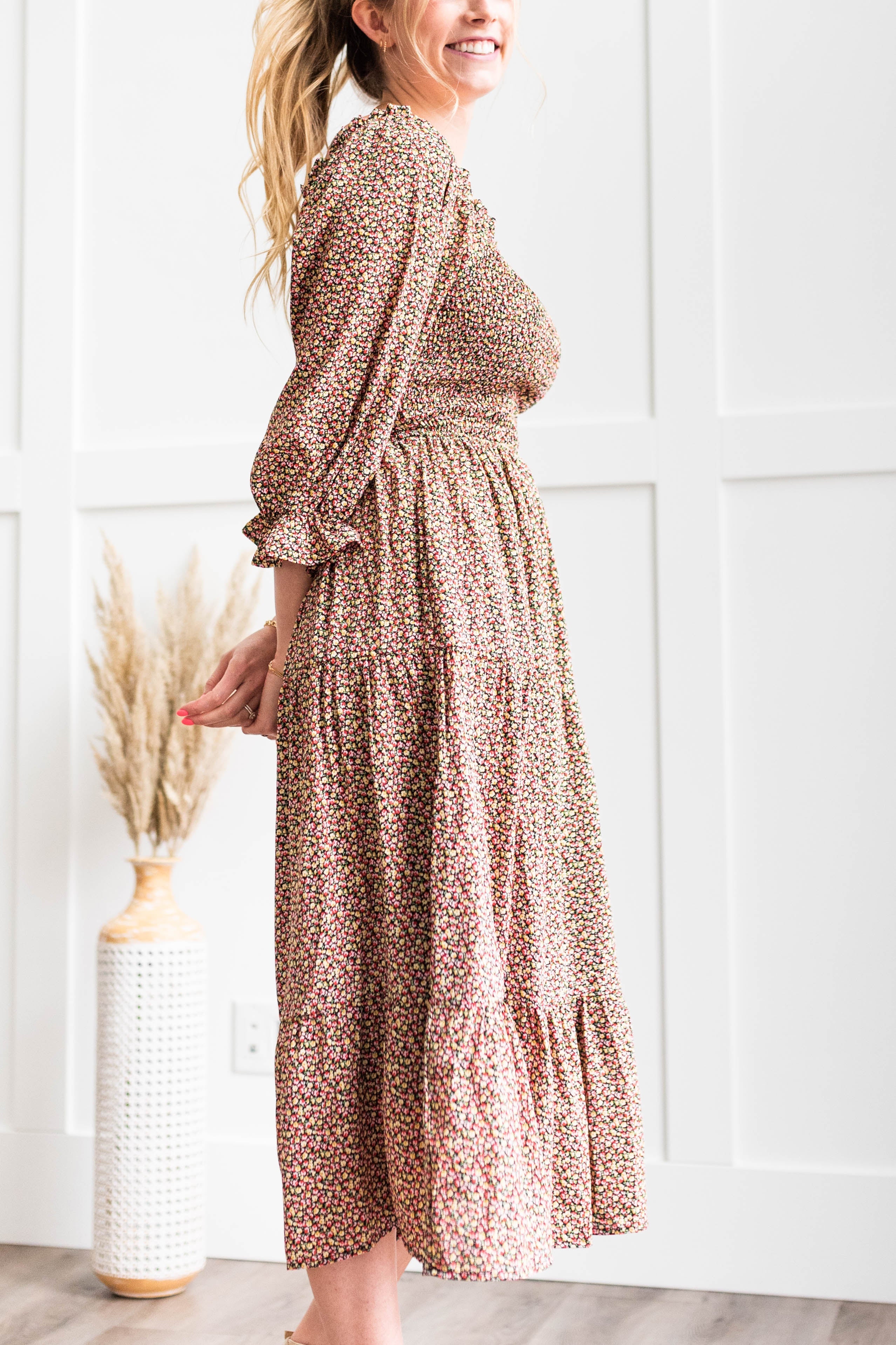 Izara Black Floral Dress