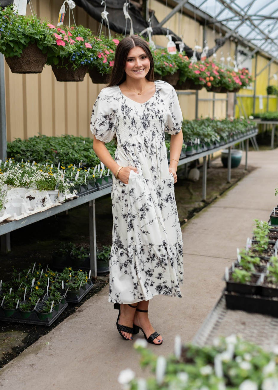 Izzie Ivory Floral Tiered Dress