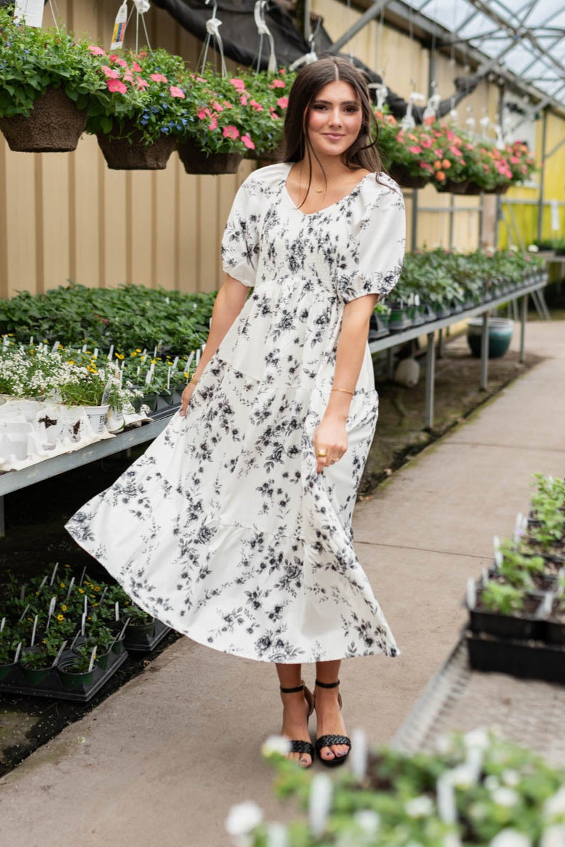 Izzie Ivory Floral Tiered Dress