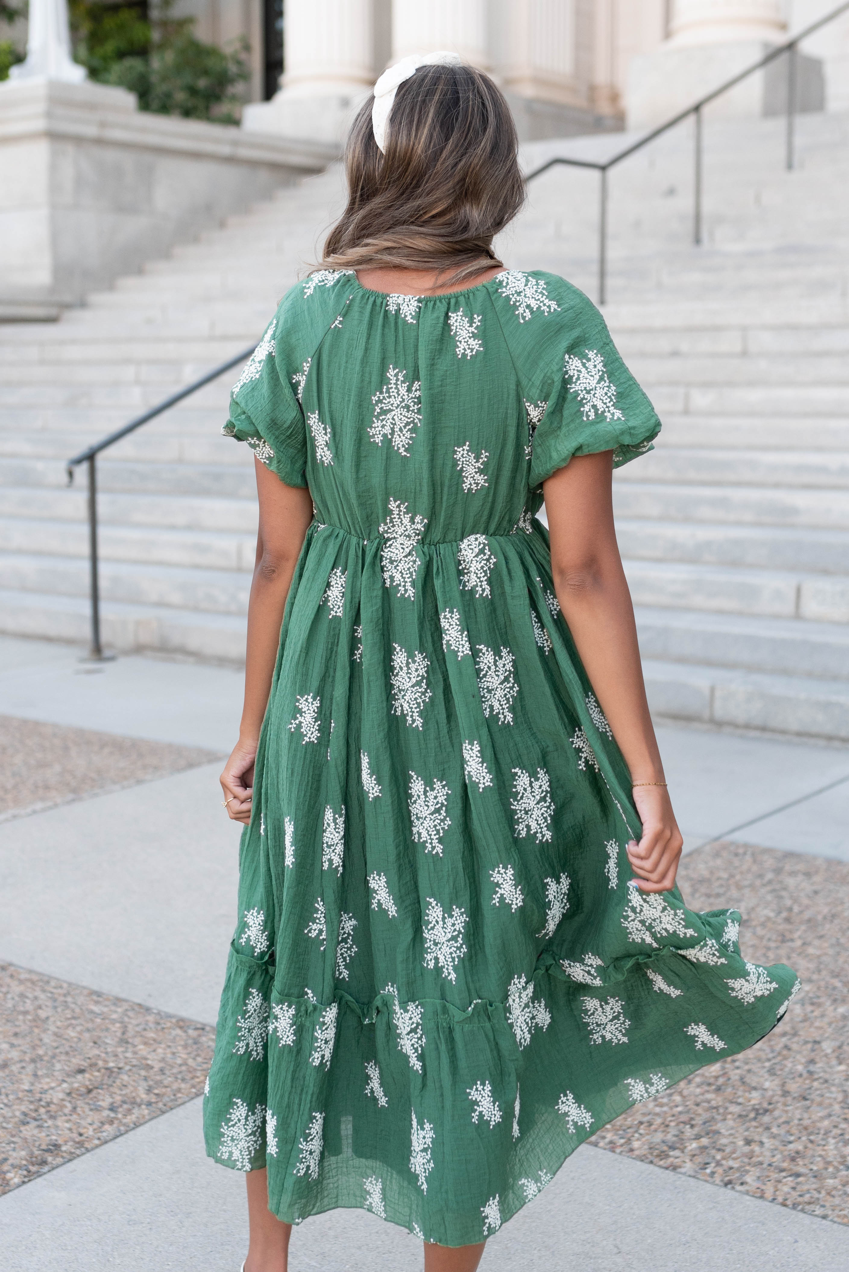 Jacie Emerald Green Embroidered Dress
