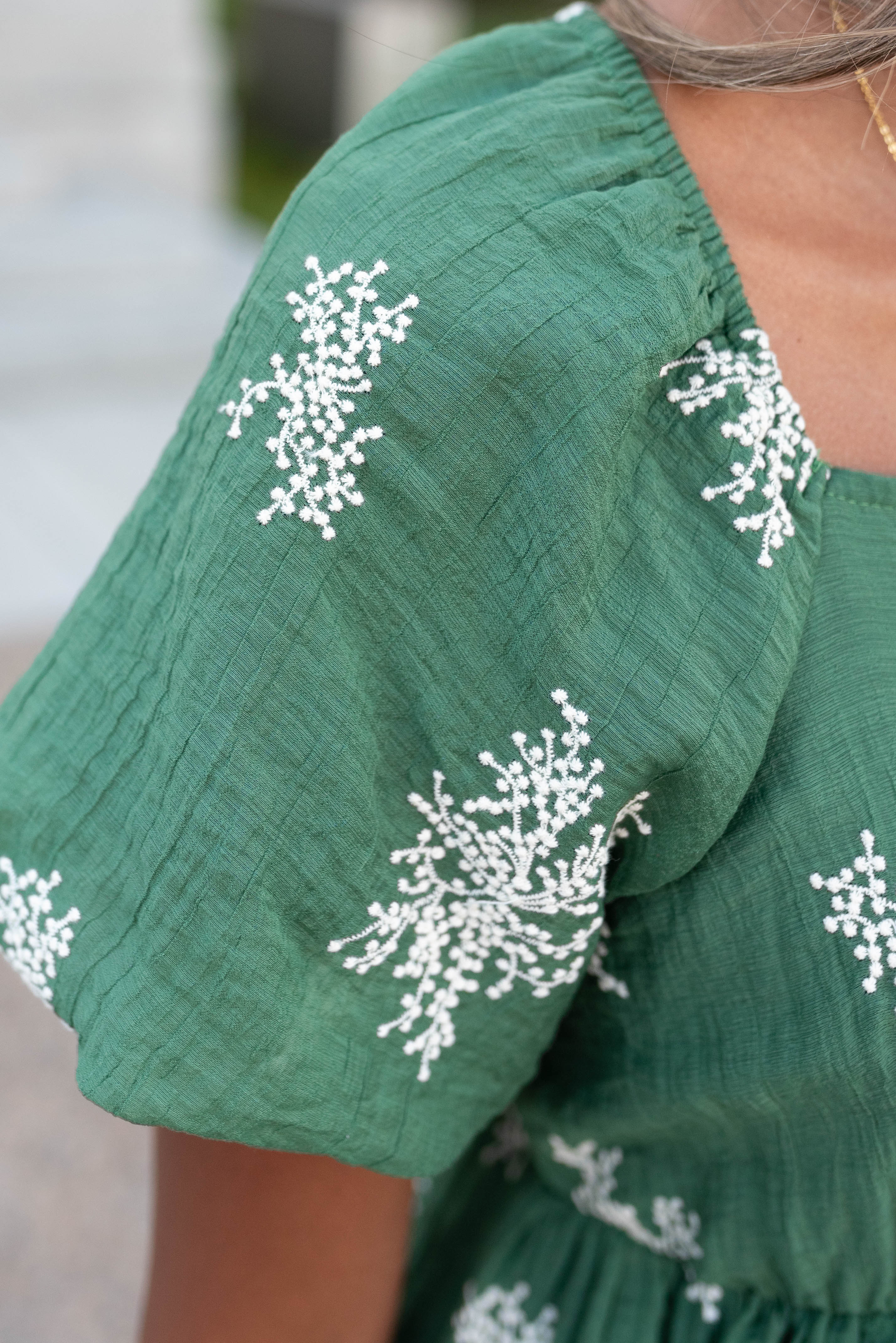 Jacie Emerald Green Embroidered Dress