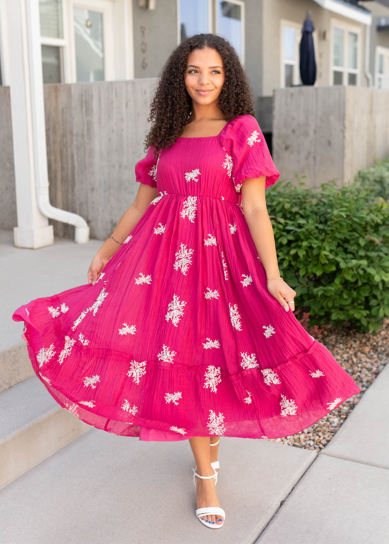 Jacie Fuchsia Embroidered Dress