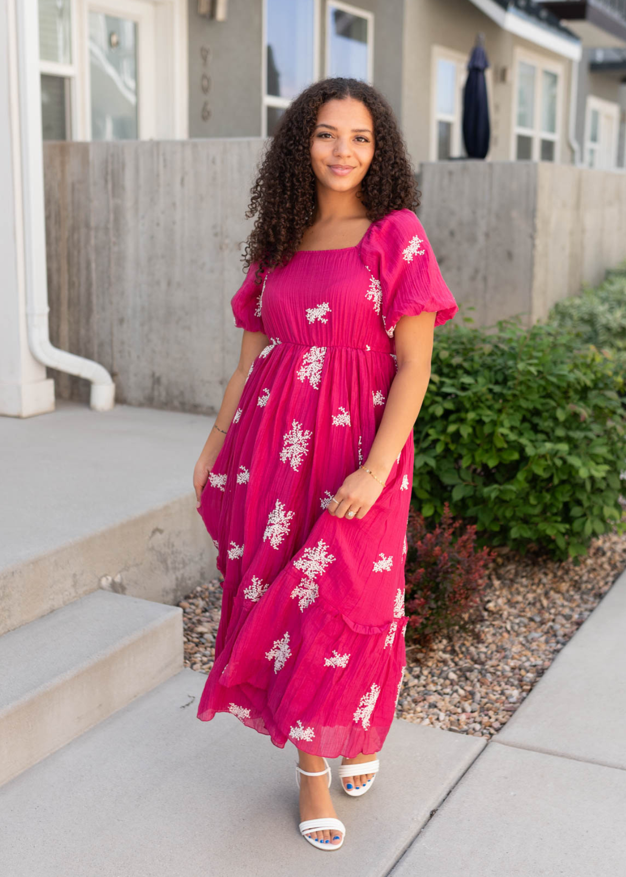 Jacie Fuchsia Embroidered Dress
