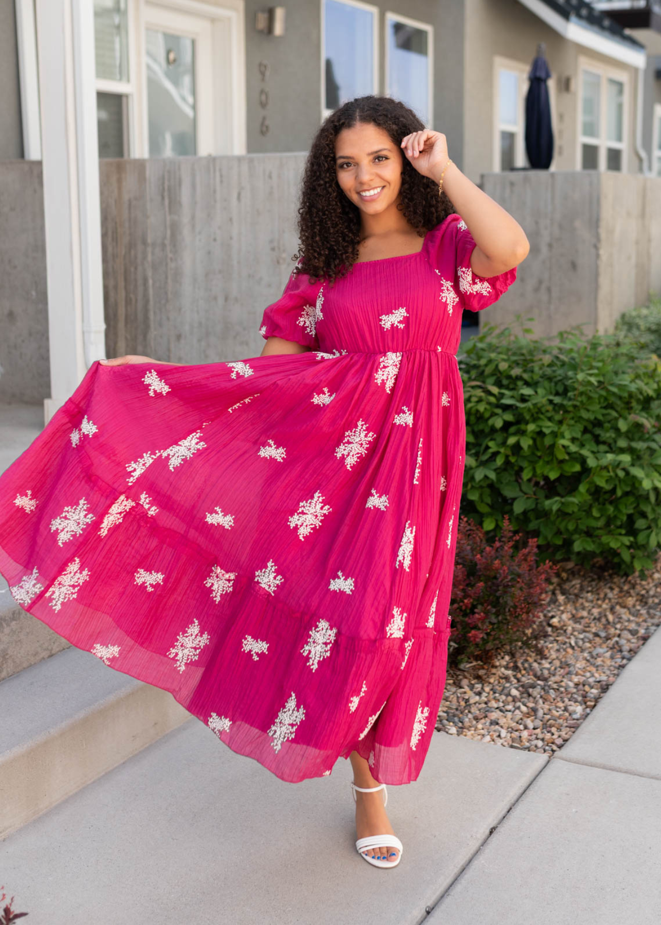 Jacie Fuchsia Embroidered Dress