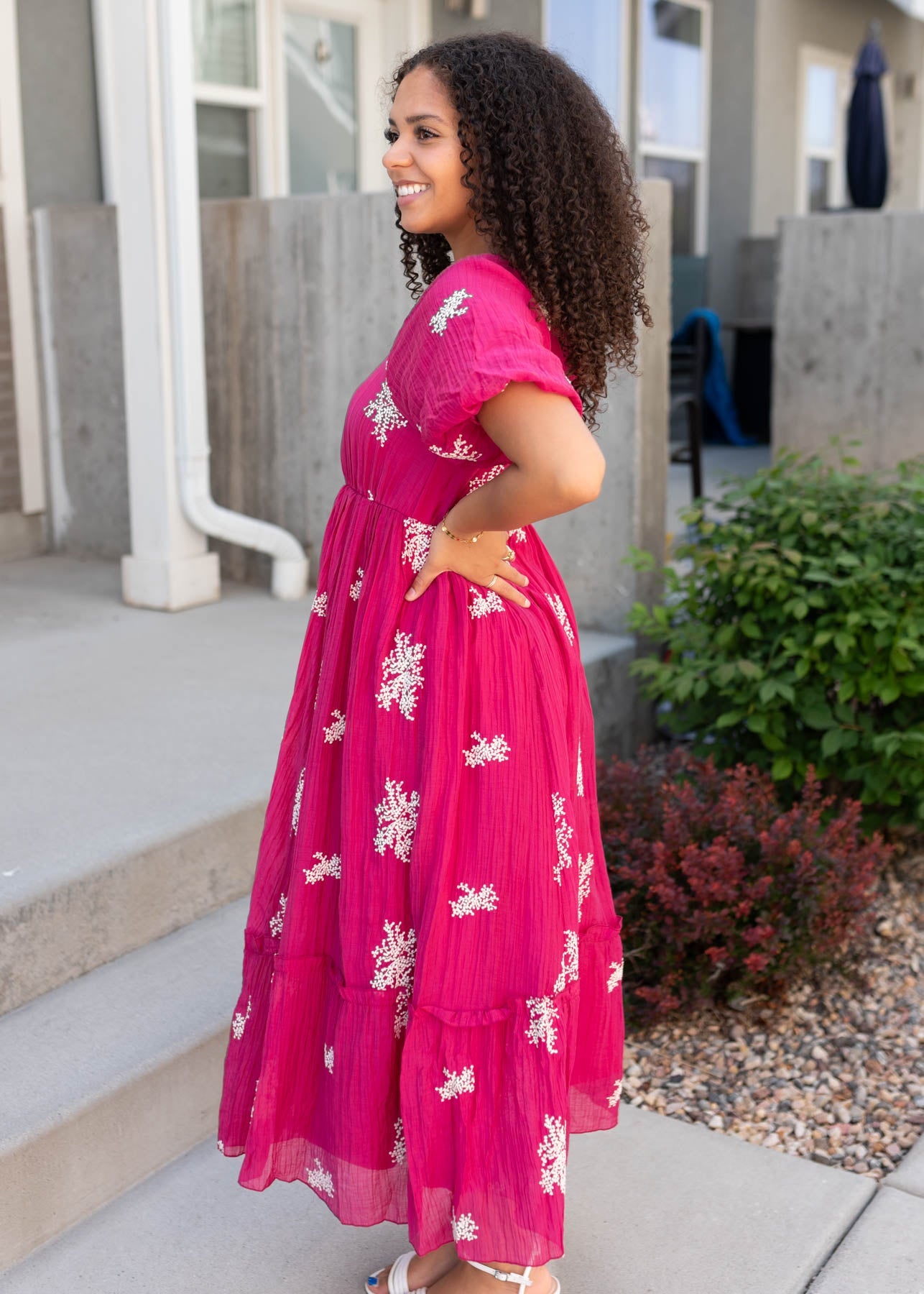 Jacie Fuchsia Embroidered Dress