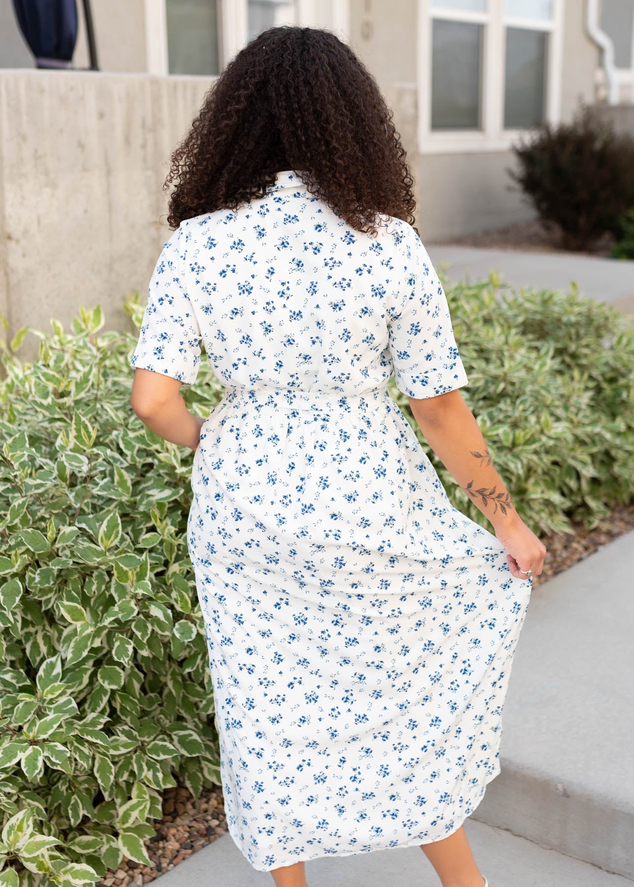 Jackie White Floral Button Down Dress