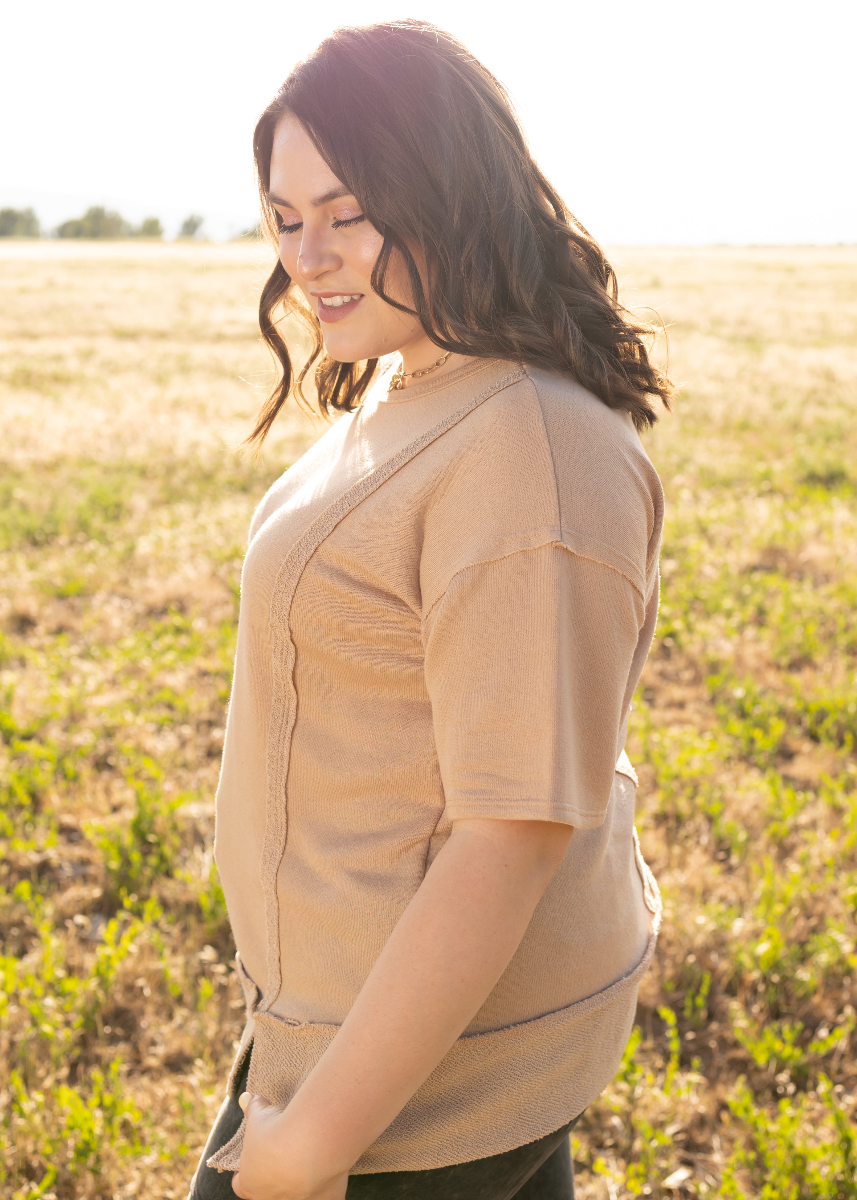 Jacqueline Taupe Top
