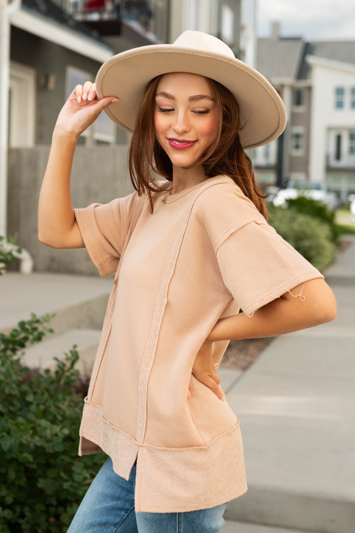 Jacqueline Taupe Top
