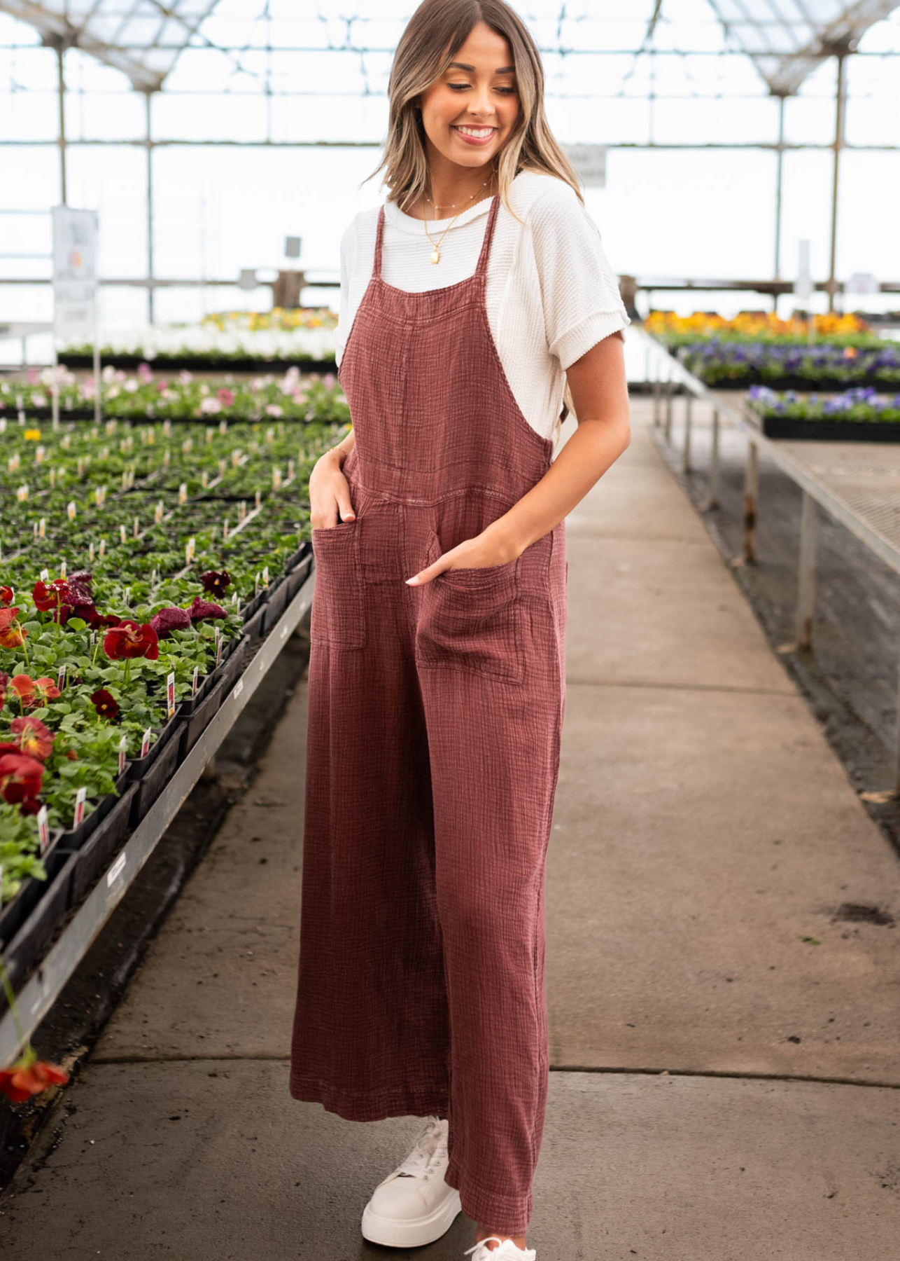 Jan Faded Plum Washed Overalls
