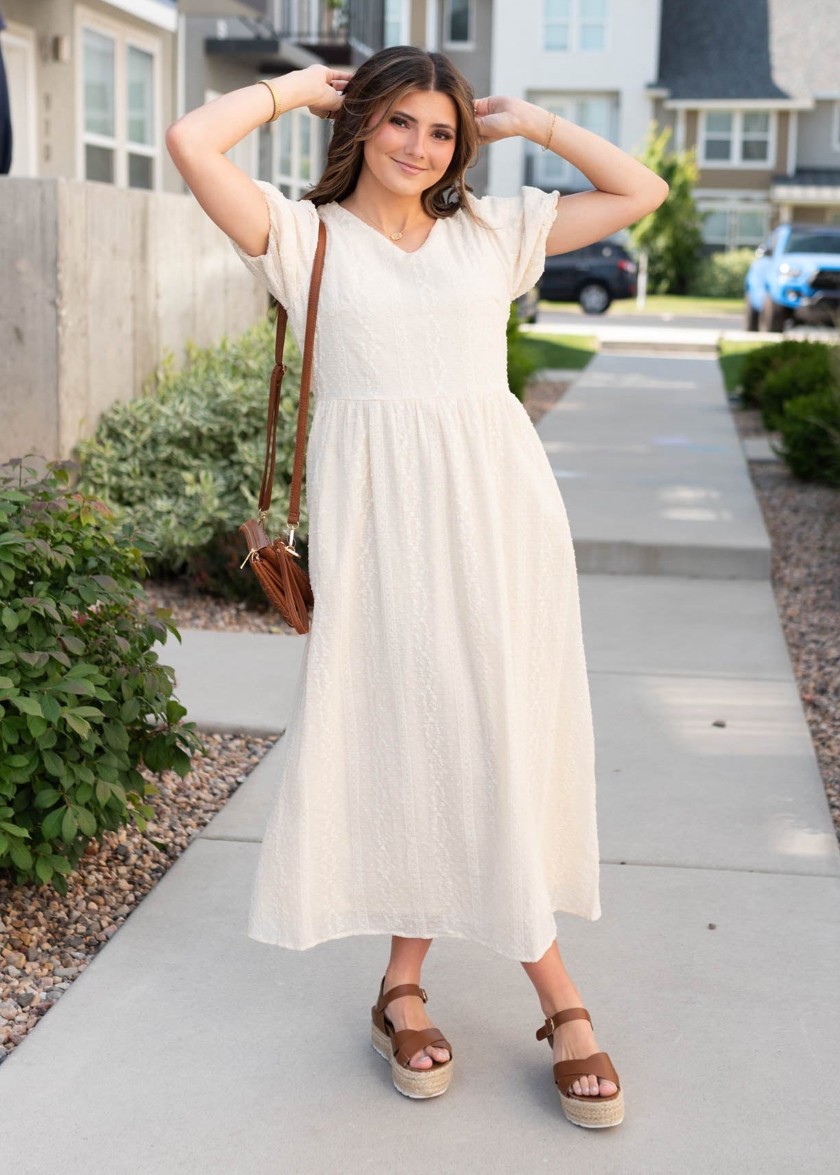 Jana Cream Embroidered Dress