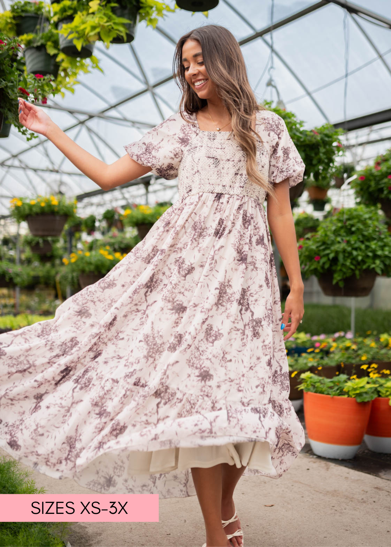 Janae Cream Floral Smocked Dress