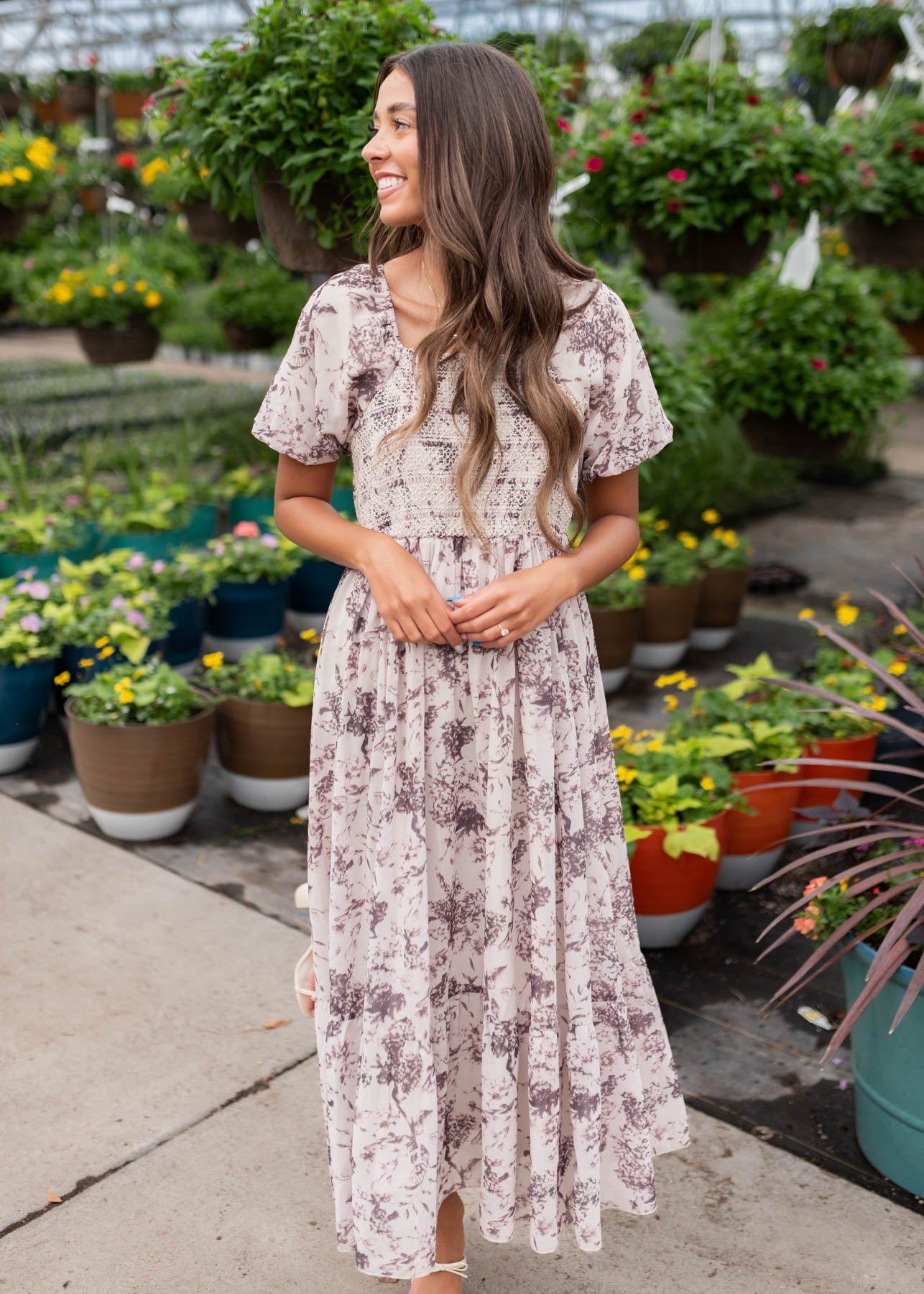 Janae Cream Floral Smocked Dress