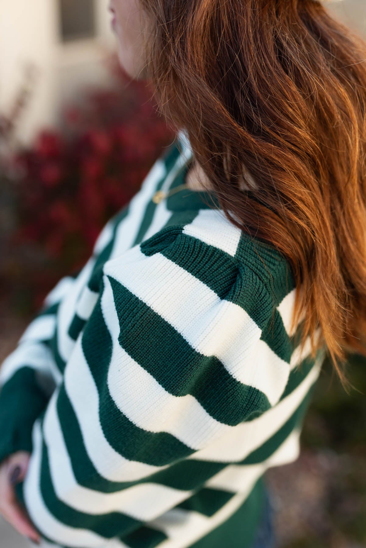 Janella Hunter Green Striped Sweater