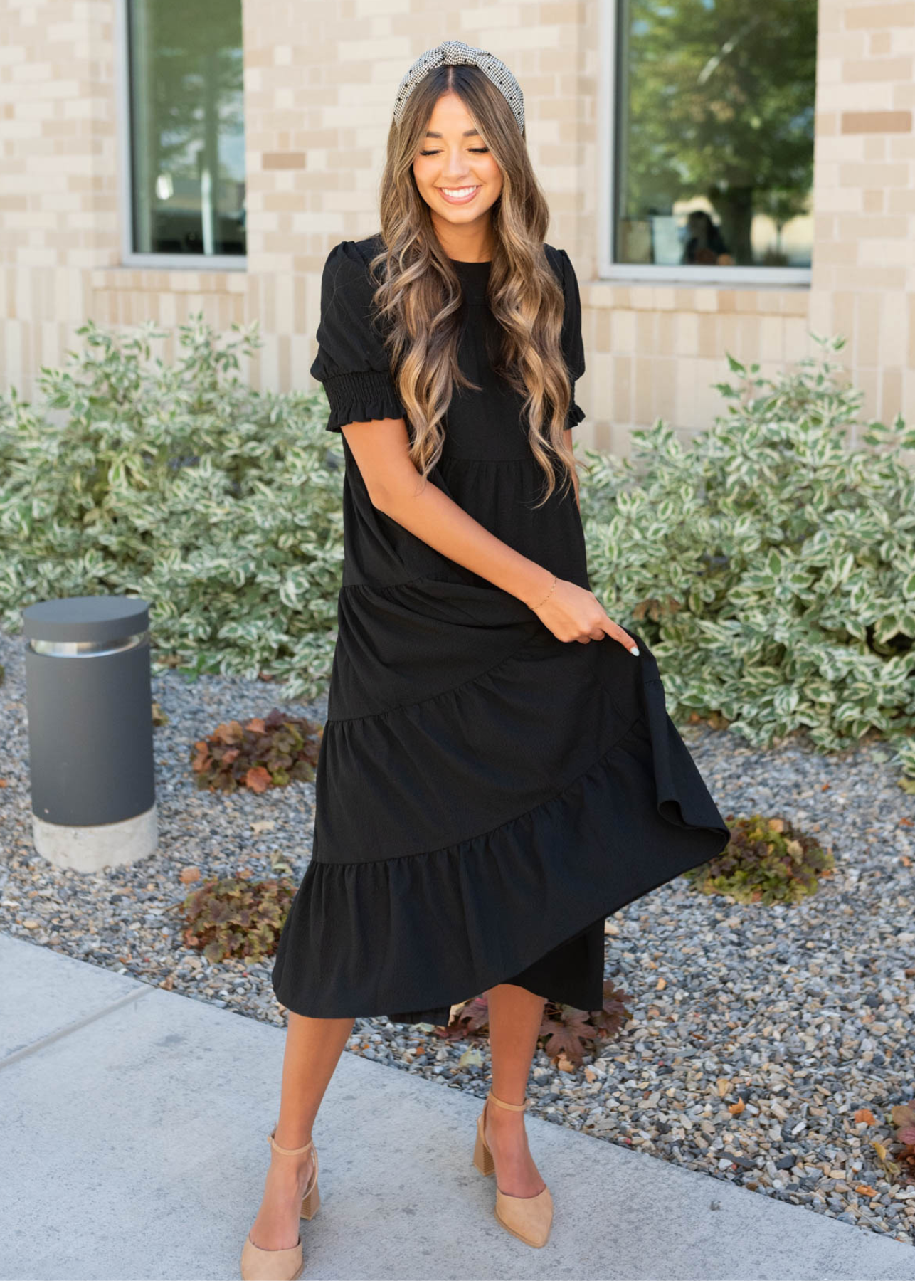 Janessa Tiered Black Dress