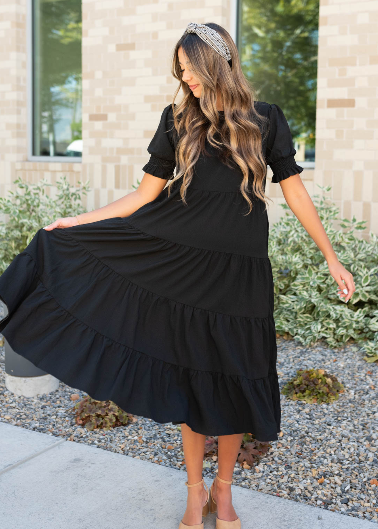 Janessa Tiered Black Dress