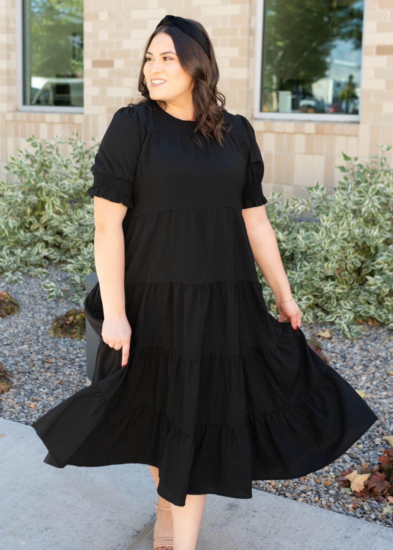 Janessa Tiered Black Dress