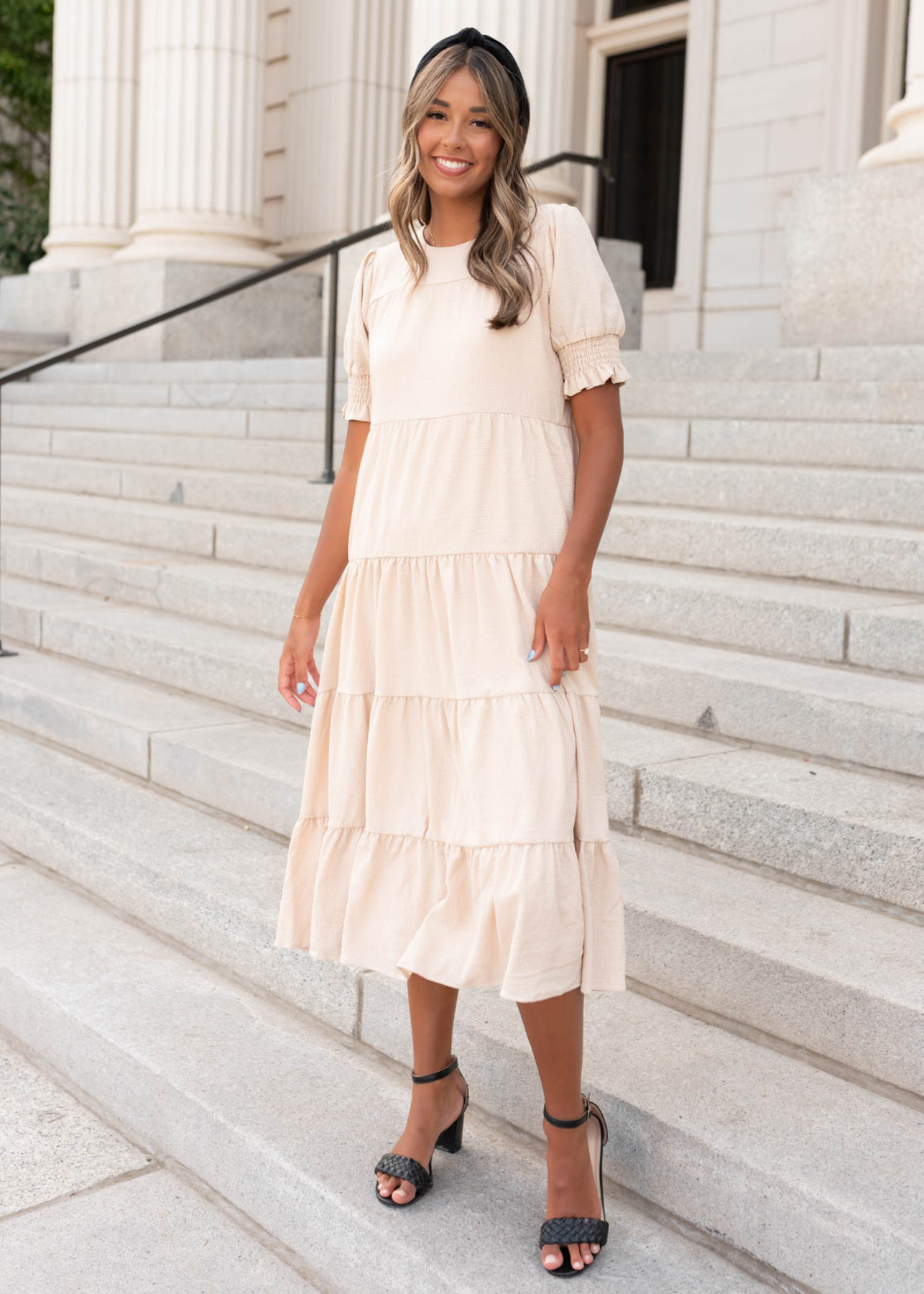 Janessa Tiered Cream Dress