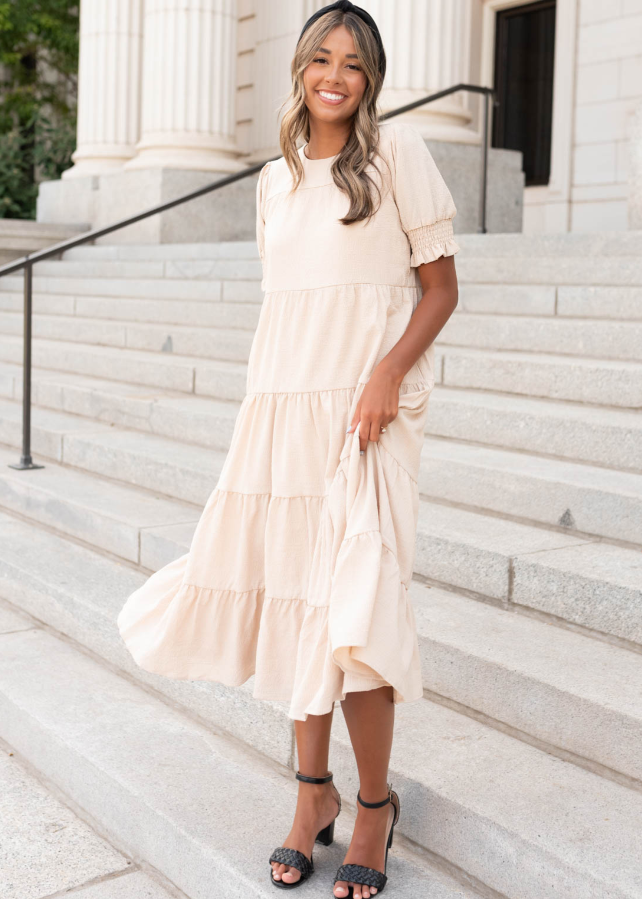 Janessa Tiered Cream Dress