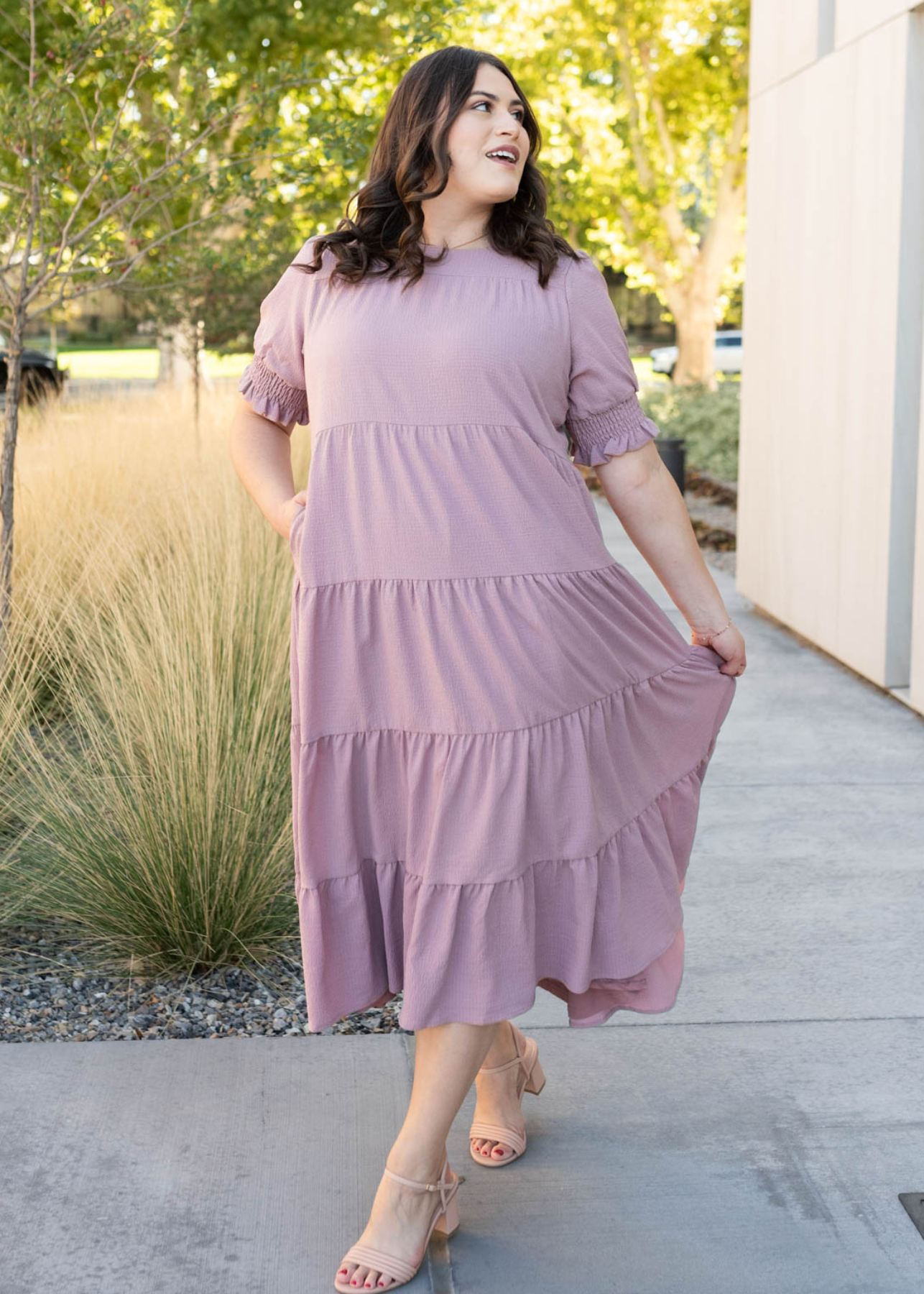 Janessa Tiered Dusty Lilac Dress