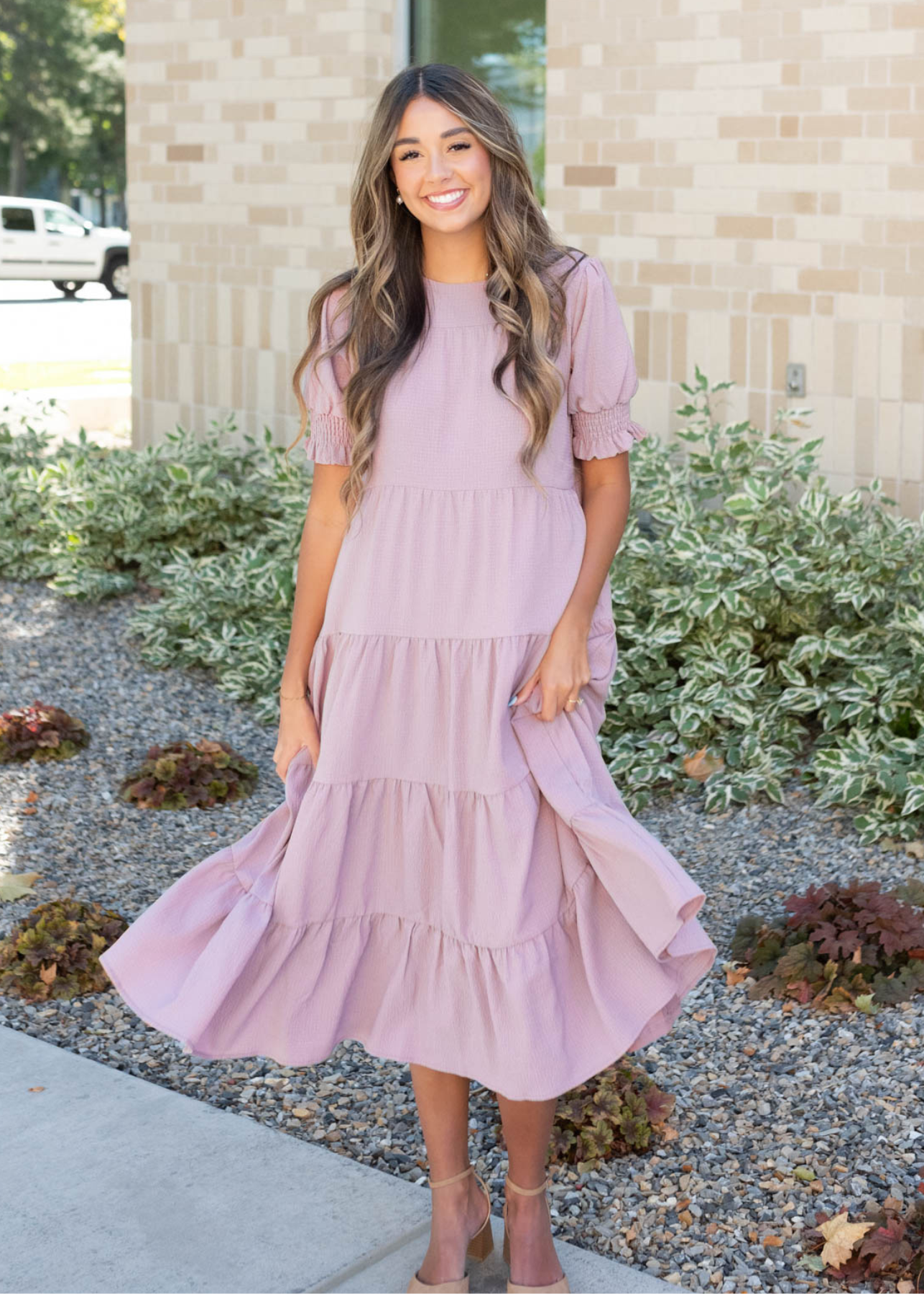 Janessa Tiered Dusty Lilac Dress