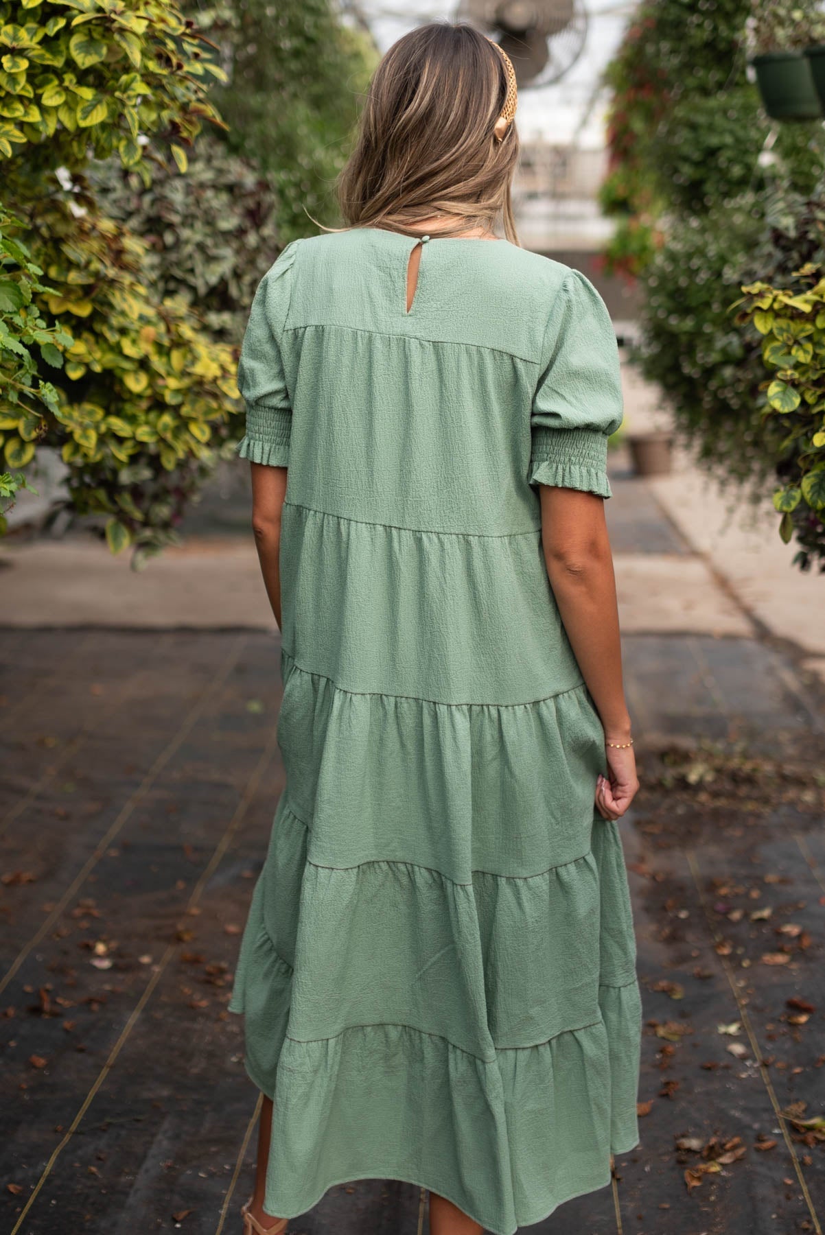 Janessa Tiered Green Dress