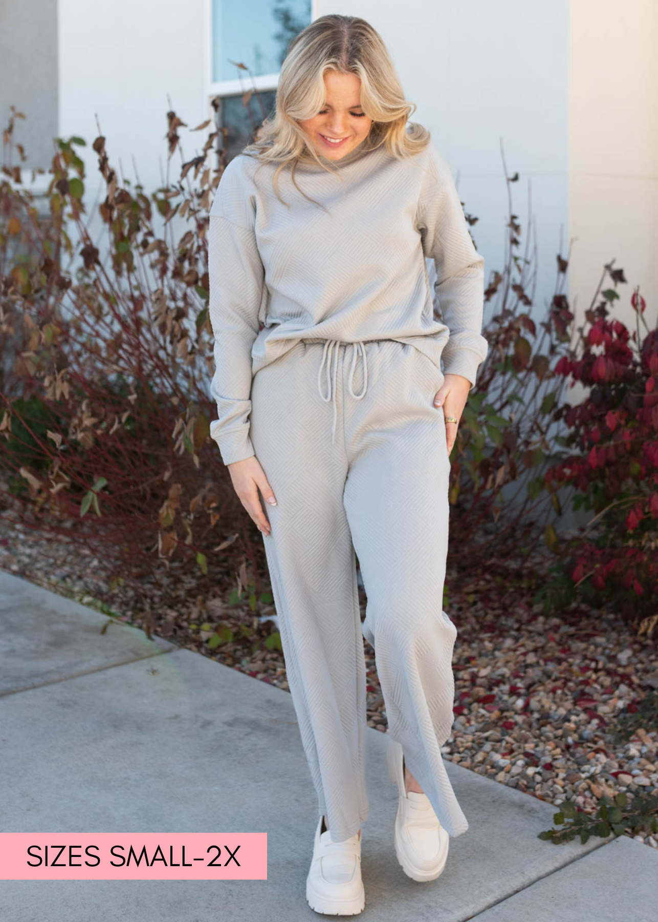 Janie Grey Textured Lounge Set