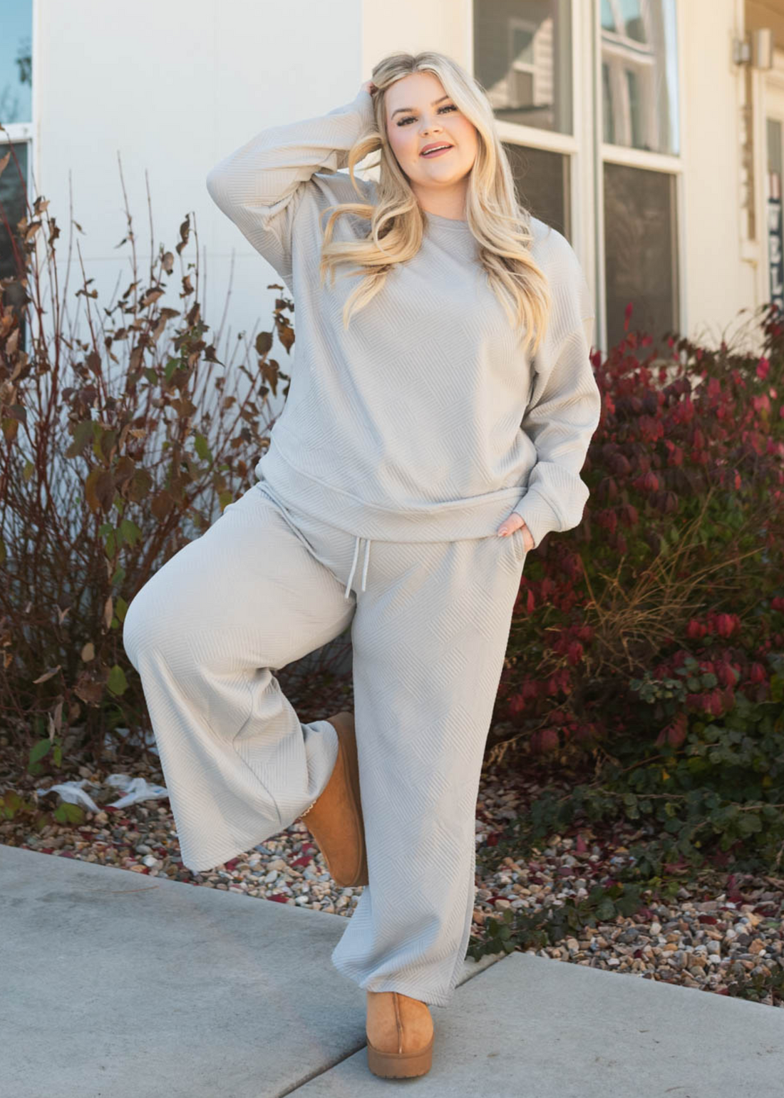 Janie Grey Textured Lounge Set