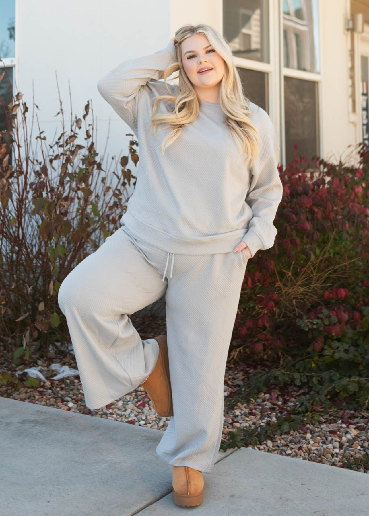 Janie Grey Textured Lounge Set
