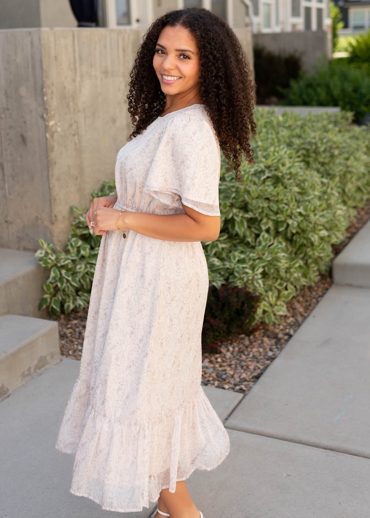 Jasmine Beige Floral Dress