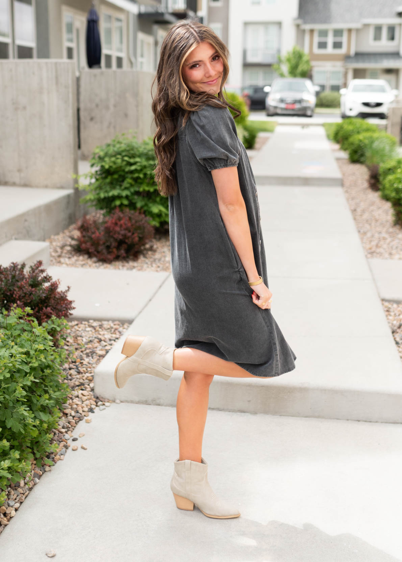 Jaycee Black Button Down Dress