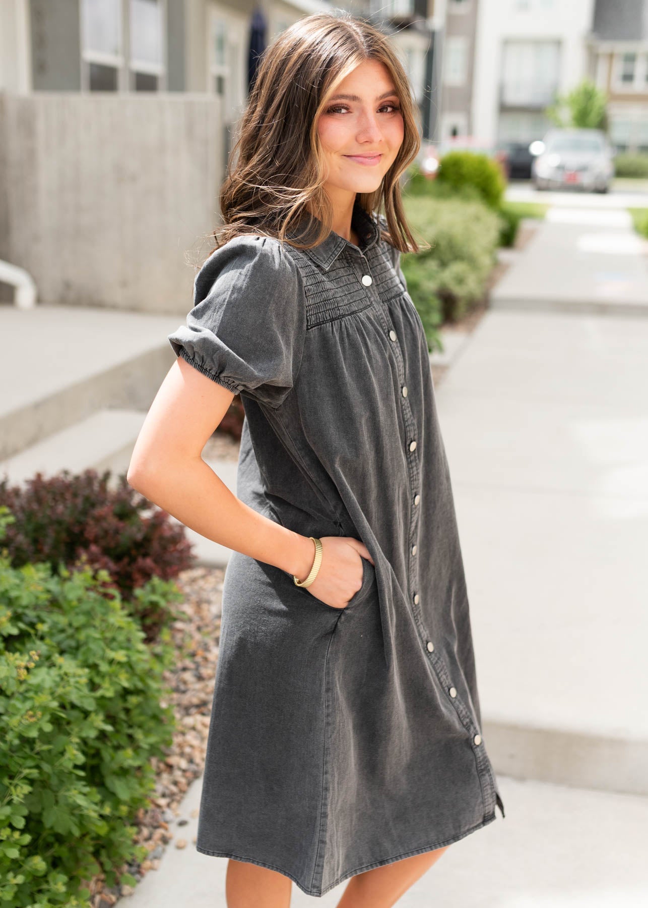Jaycee Black Button Down Dress