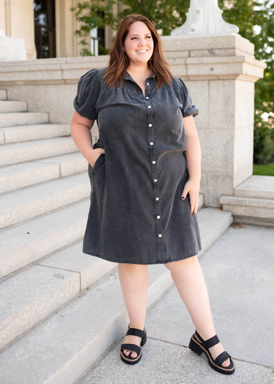 Jaycee Black Button Down Dress