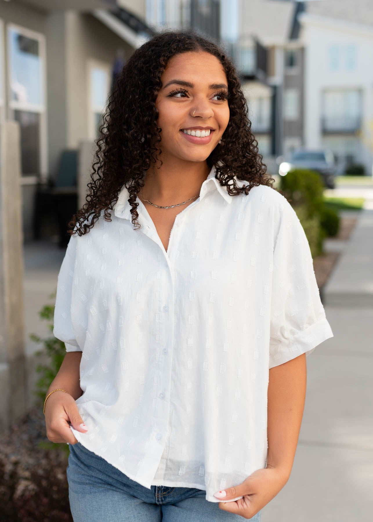 Jayci White Button Down Top