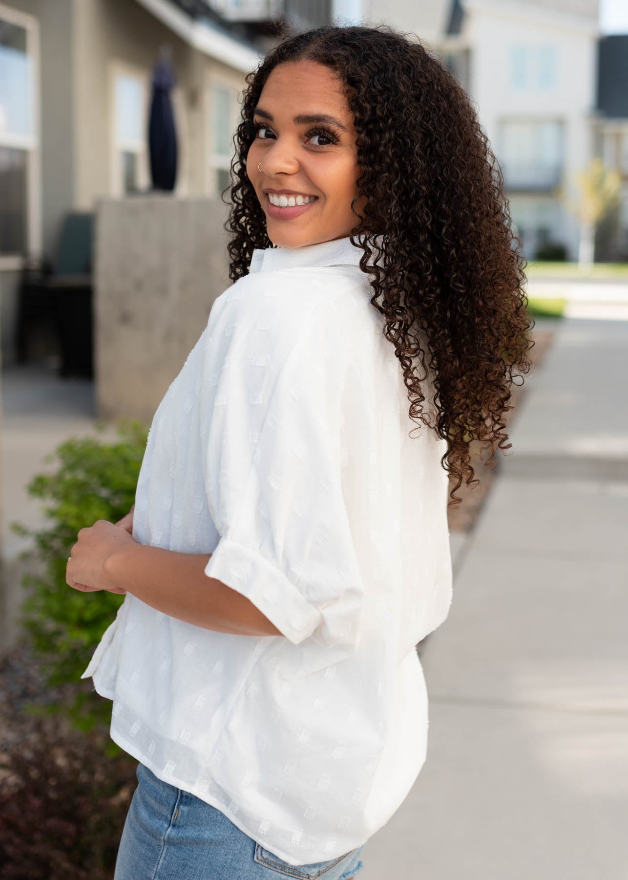 Jayci White Button Down Top