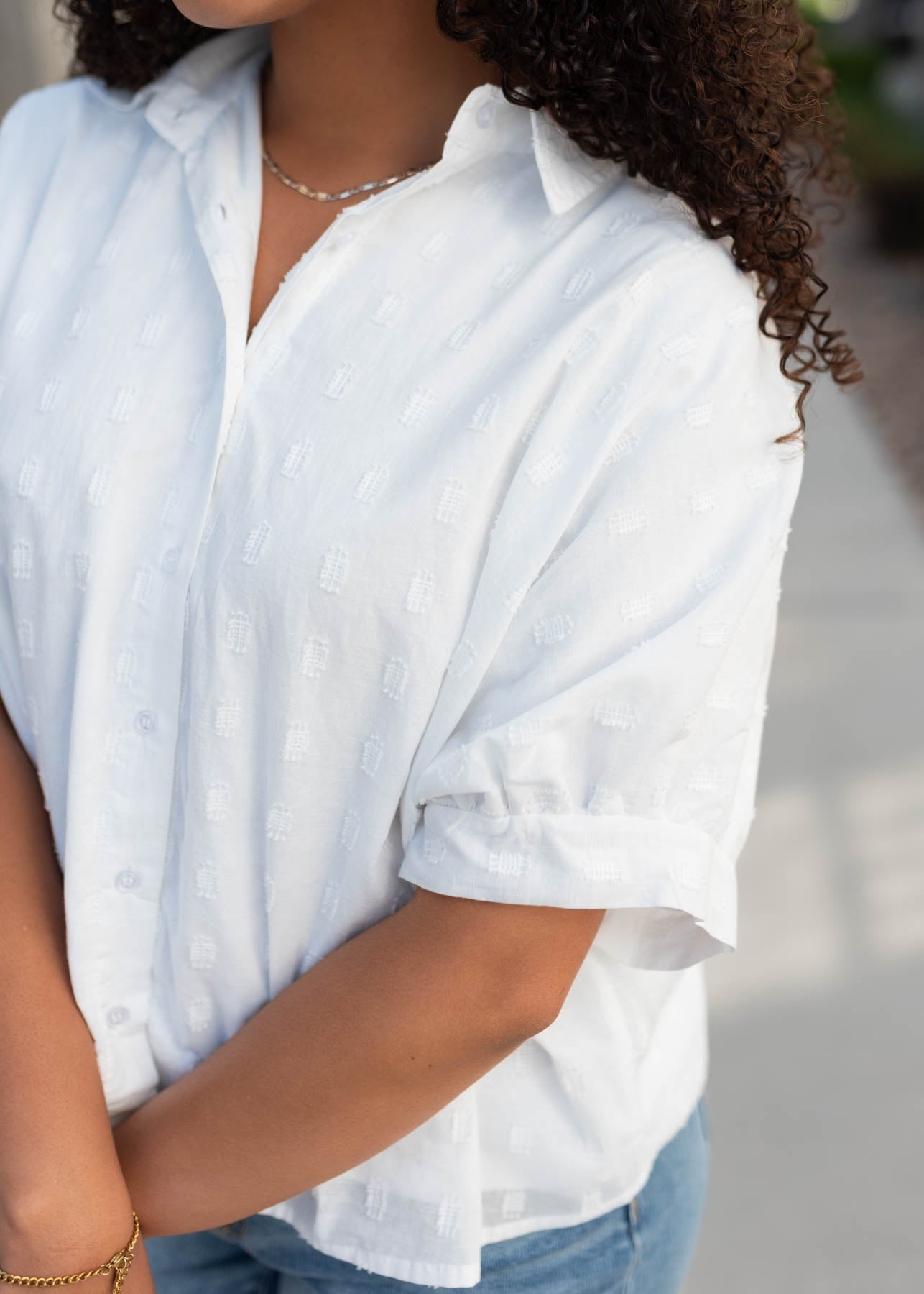 Jayci White Button Down Top