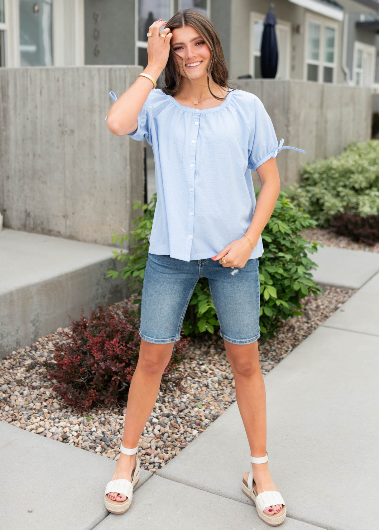 Jaydie Blue Gingham Top