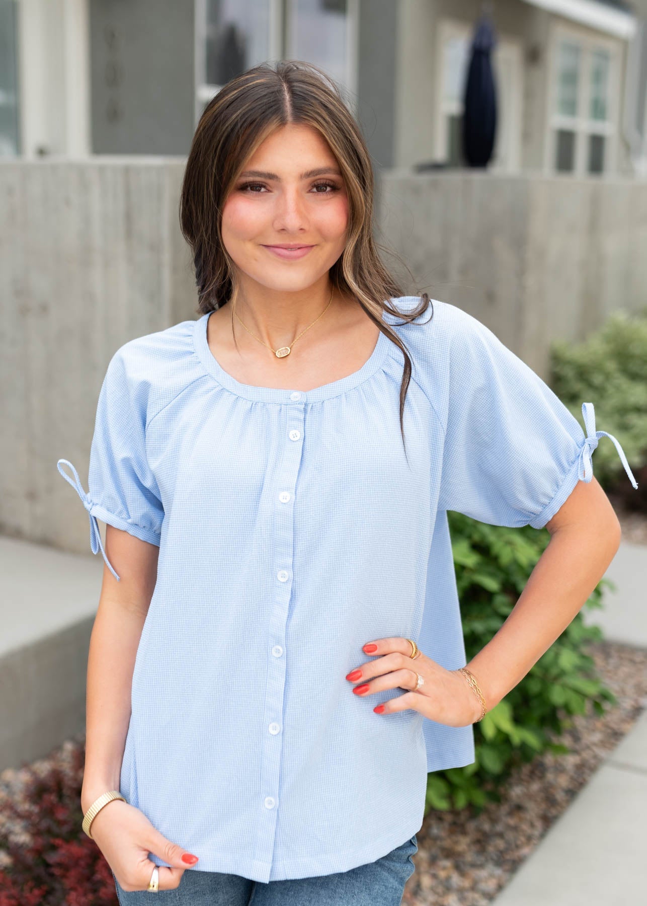 Jaydie Blue Gingham Top