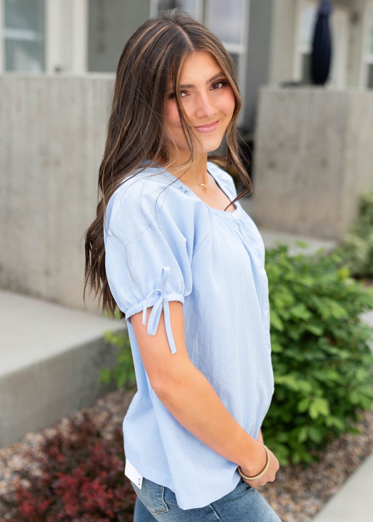 Jaydie Blue Gingham Top