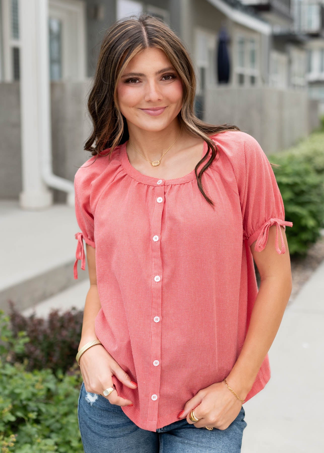 Jaydie Red Gingham Top