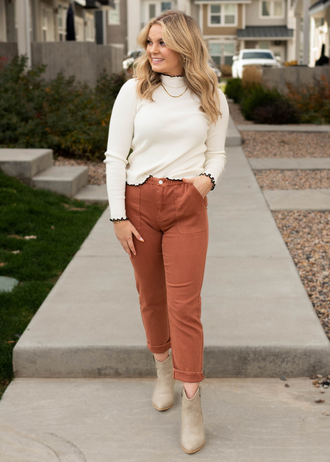 Jaylah High Neck Rib Top