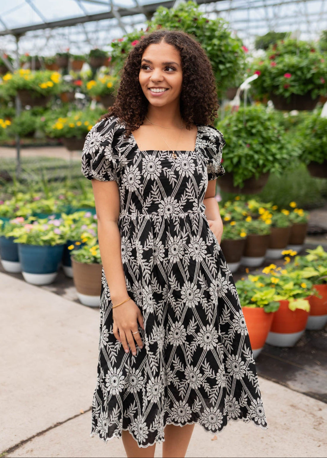 Jaylene Black Embroidered Dress